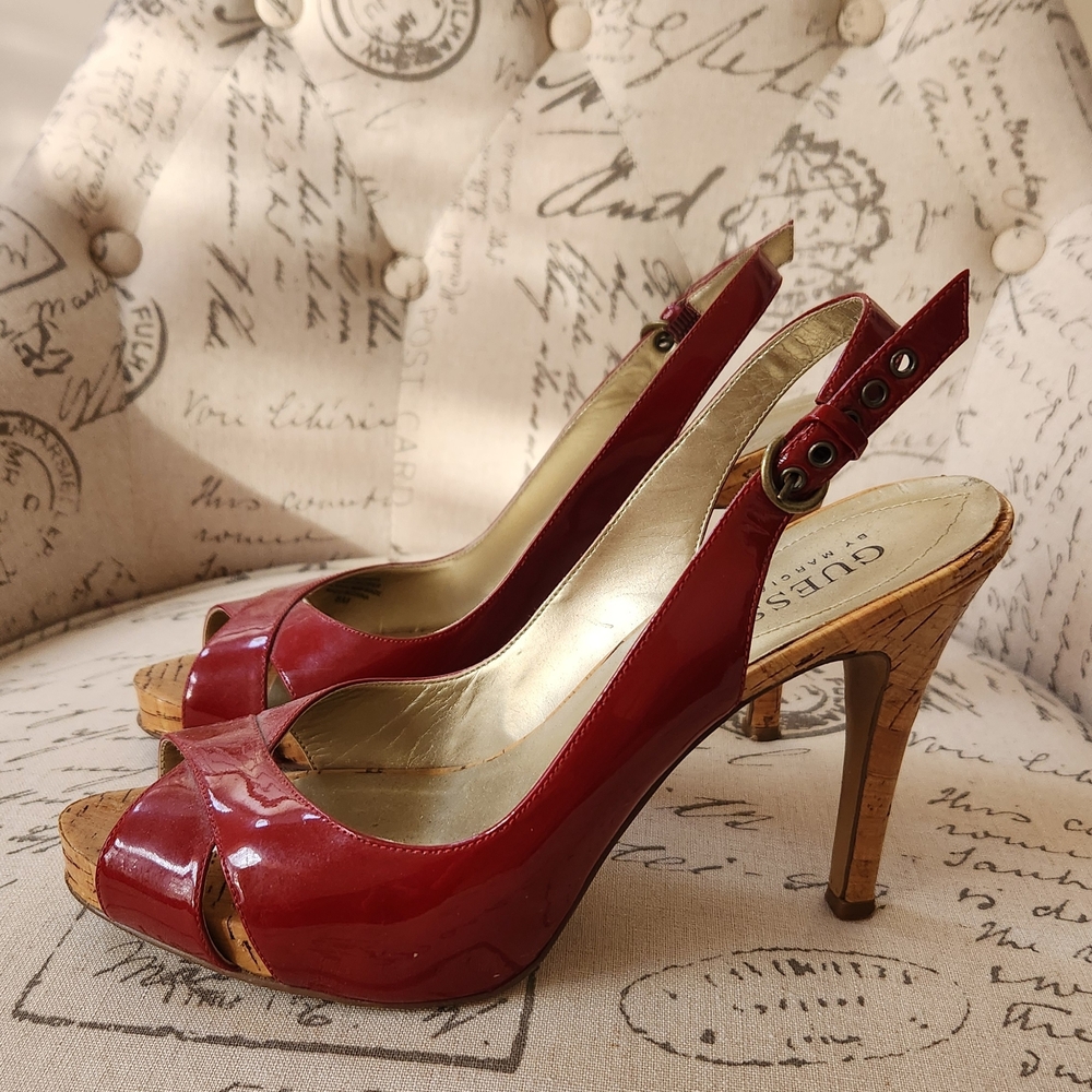 Guess Cherry Red Slingback Heels
